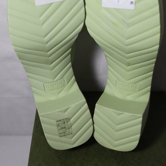 NWB Gucci Logo Rubber Clogs Mules Slip Ons Light Green 38 725899 - Picture 7 of 8